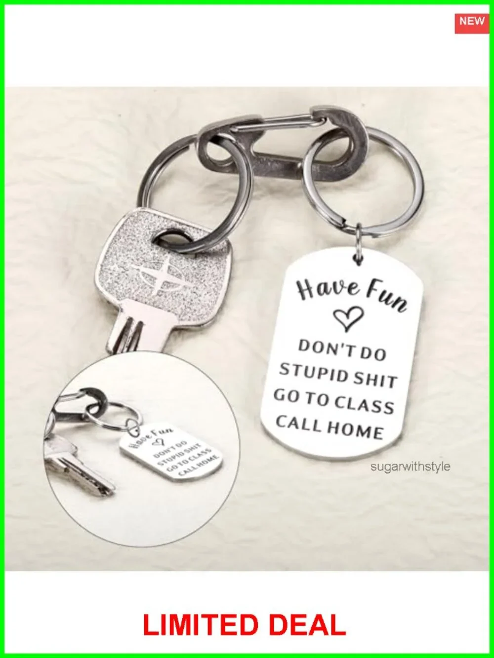 Stainless Steel Funny College Keychain Gift for Students
